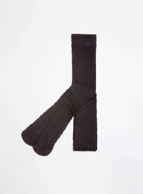Black Cable Knitted Tights